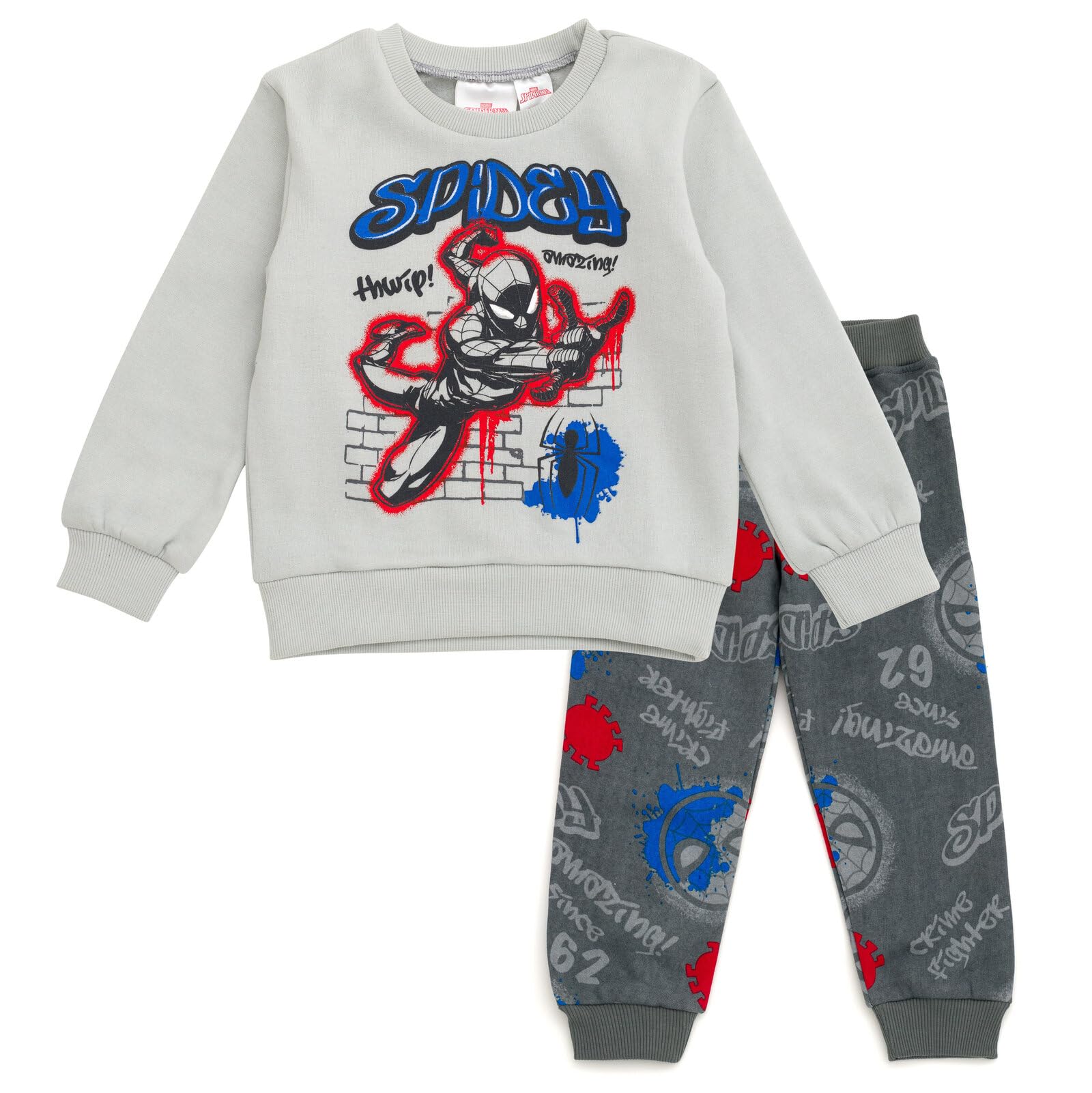 Marvel Spidey and His Amazing Friends Fleece Sweatshirt and Jogger Pants Outfit Set Toddler to Big Kid Sizes (2T - 14-16)